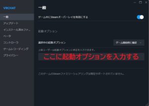 VRChat 起動オプション steam
